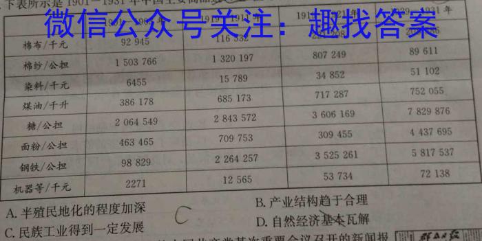 甘肃省2023~2024学年度高二第一学期期中考试历史