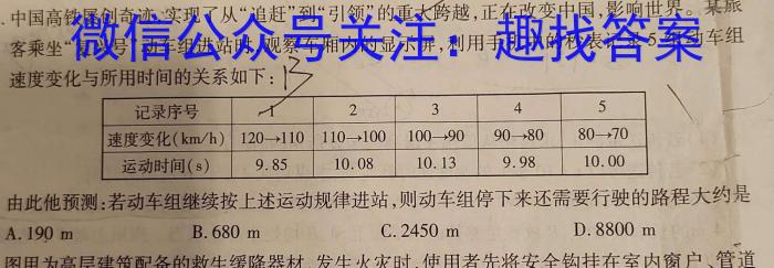 河北省唐山市十县一中联盟2023-2024学年高一上学期11月期中考试物理试卷答案