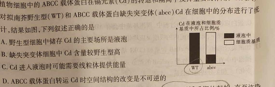 新疆兵团地州学校2023~2024学年高一第一学期期中联考(24-46A)生物试卷答案