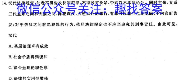 陕西省2023~2024学年度九年级第一学期阶段调研检测(R)历史试卷