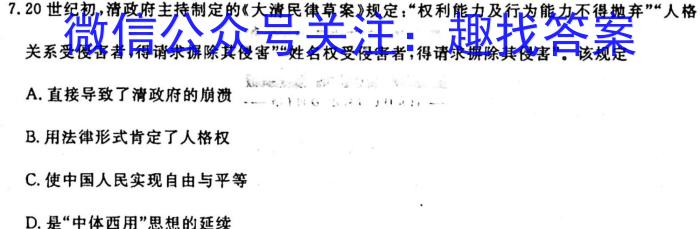 山西省2023-2024学年第一学期九年级期中质量监测试题（卷）历史试卷