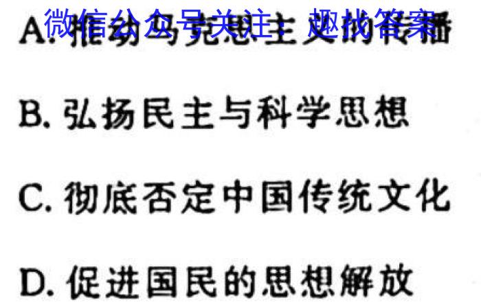 安徽省2023-2024学年度九年级自主测试（10.7）历史试卷