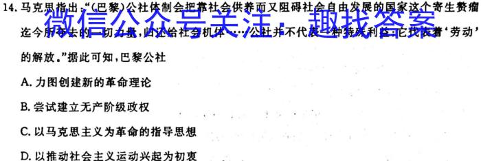 2024届湖南省高三试卷10月联考(☎)历史