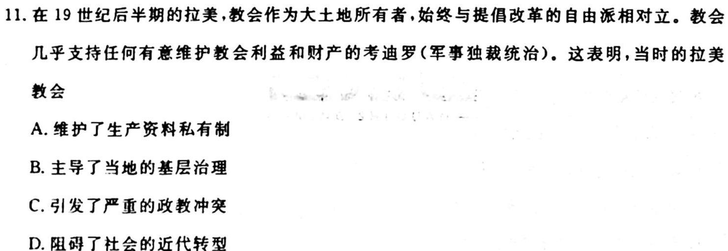 2024届北海市高三第一次模拟考试历史