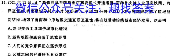 ［天一大联考］湖南省2024届高三年级上学期10月联考历史试卷