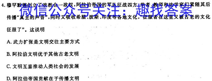 安徽省2023-2024学年度第一学期九年级作业辅导练习(一)1历史试卷