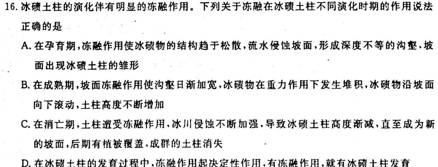 神州智达 2023-2024高三省级联测考试 预测卷Ⅱ(七)7地理试卷答案。