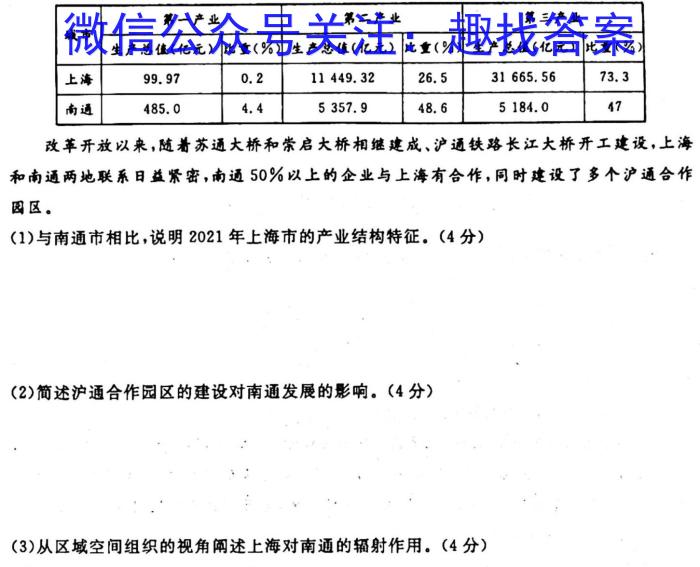 [今日更新]创优文化 2024年陕西省普通高中学业水平合格性考试模拟卷(七)7地理h