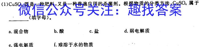 q河南省2023-2024学年度八年级大联考阶段评估卷（一）化学