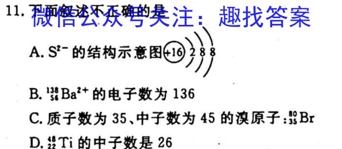 q安徽省2023~2024学年度九年级阶段质量检测(PGZX D AH ○)化学