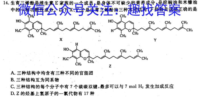 q稳派大联考2023-2024学年高二期中考试11月联考化学