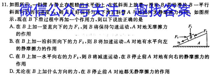 贵州金卷·贵州省普通中学2023-2024学年度九年级第一学期质量测评（二）l物理