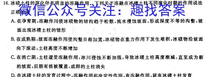 吉林省2023-2024学年度高二下学期期中考试(24-505B)地理试卷答案