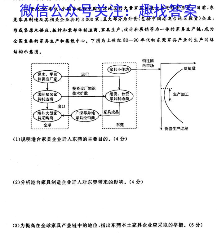 2023~2024学年安徽省县中联盟高三5月联考最后一卷(4419C)地理试卷答案