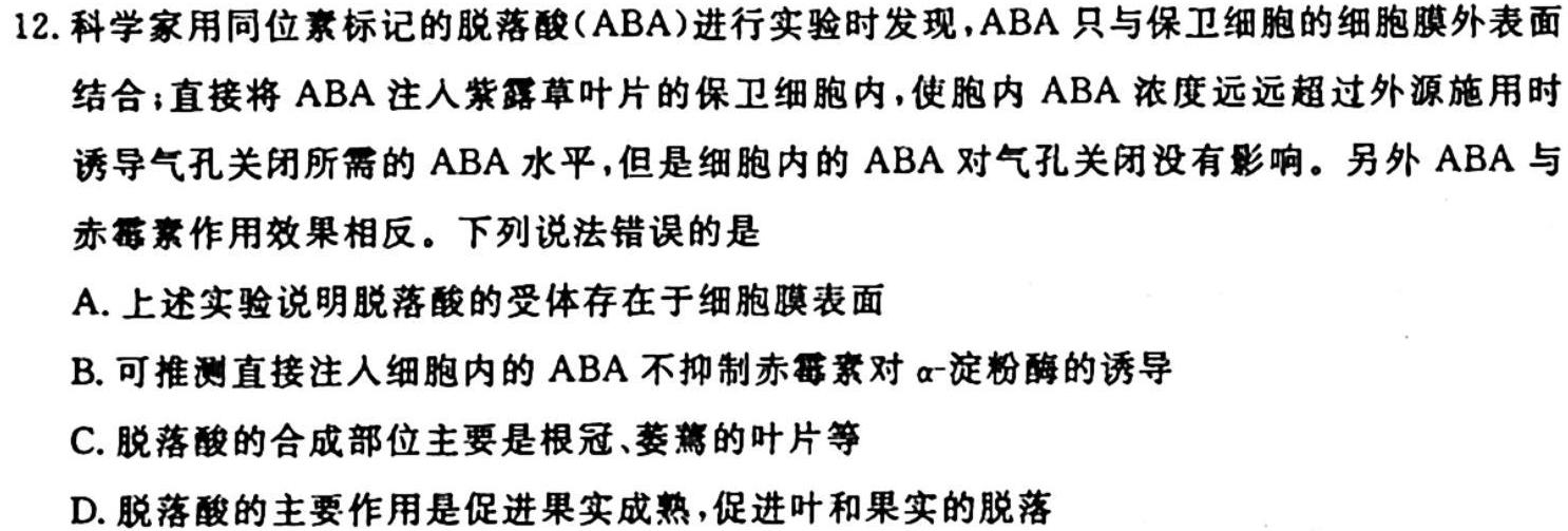 2024届炎德英才大联考 长沙市一中高三月考试卷(四)生物