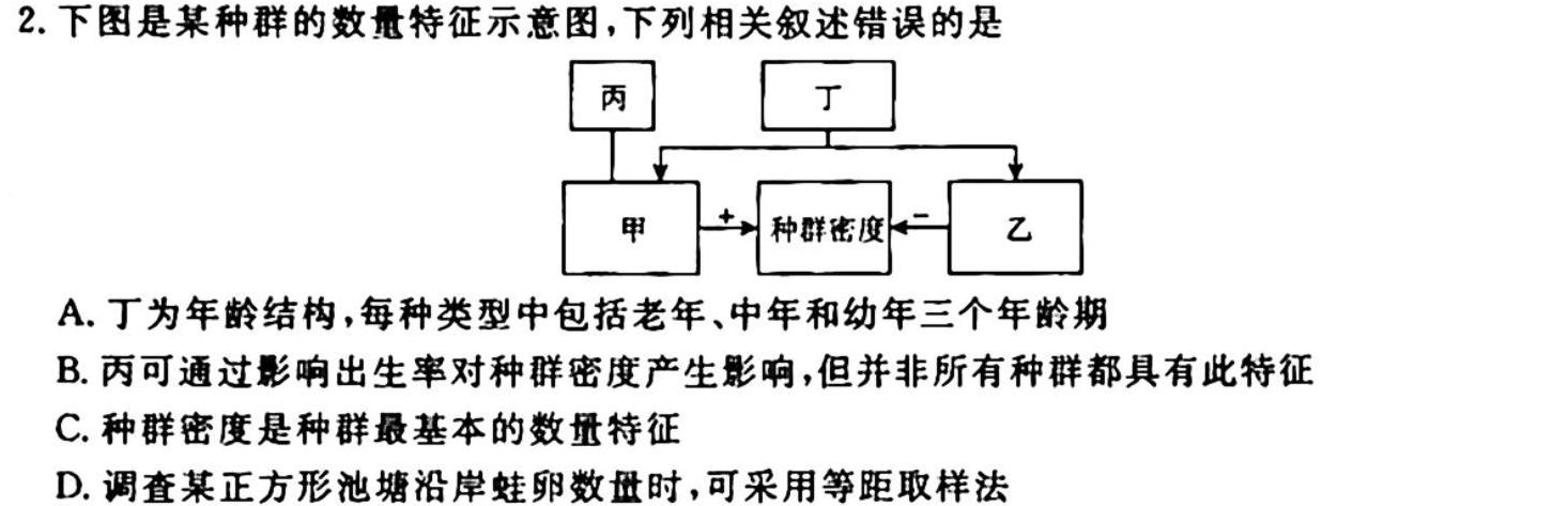 陕西省2023-2024学年度第一学期九年级期中检测（A）生物学试题答案