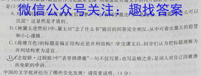 安徽省2023-2024学年度第一学期九年级作业辅导练习（二）/语文