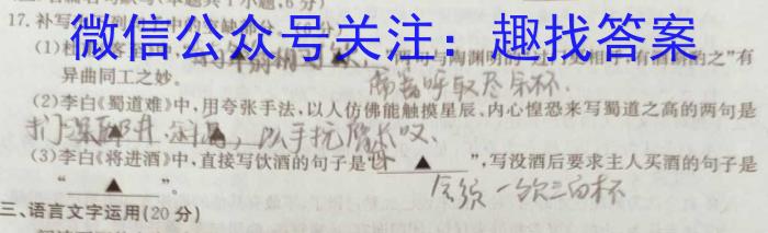 河北省2023-2024学年高三（上）质检联盟期中考试语文