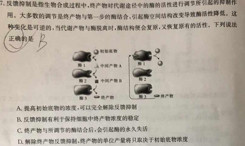 通榆一中2024届高三上学期第二次质量检测(243136D)生物学试题答案