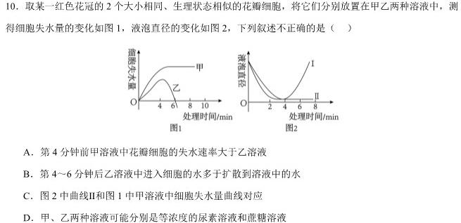 ［湖南大联考］湖南省2025届高二年级上学期11月联考生物试卷答案