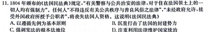 2023-2024学年安徽省九年级教学质量检测（二）历史