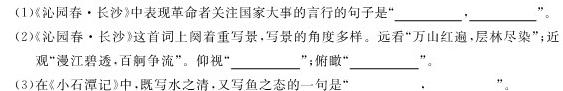 陕西省2023-2024学年度九年级第一学期期中学业水平测试语文