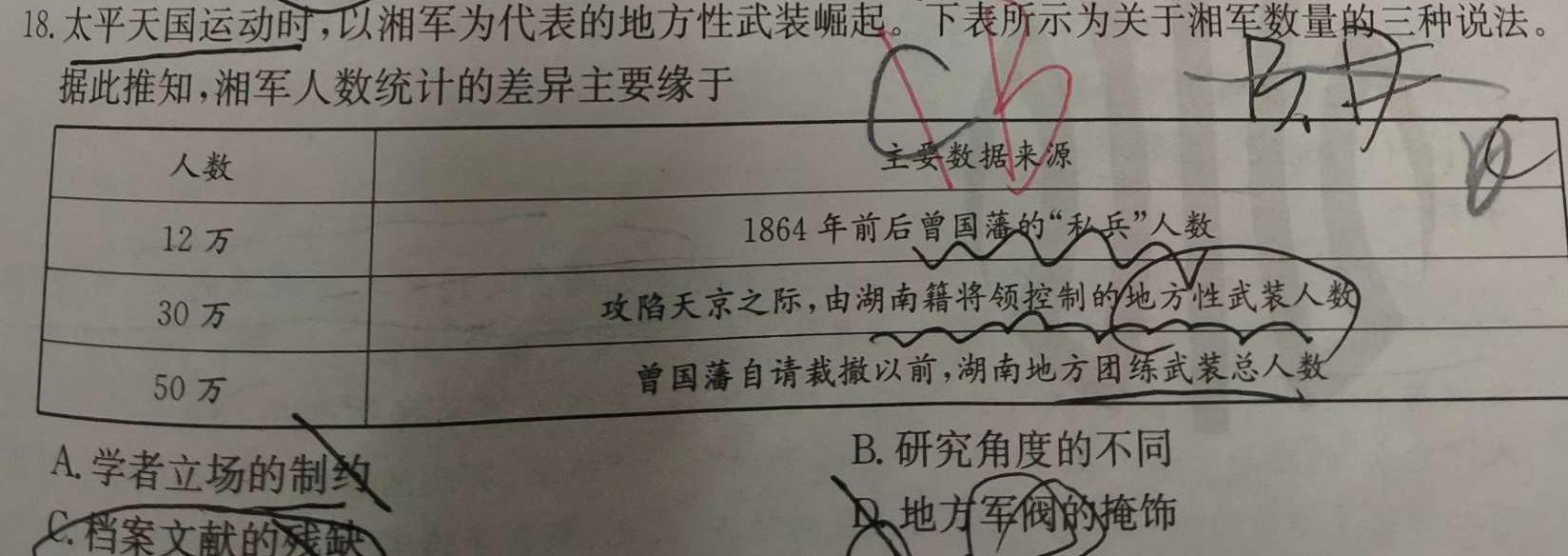 河南省2023-2024学年度高三一轮复习阶段性检测（四）历史