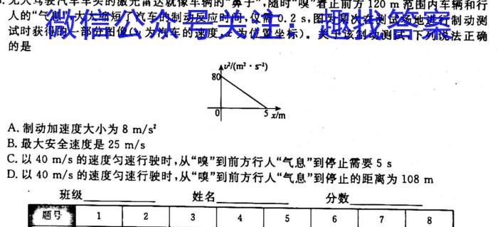 2023-2024学年天一大联考高二年级第一次联考（安徽专版）物理`