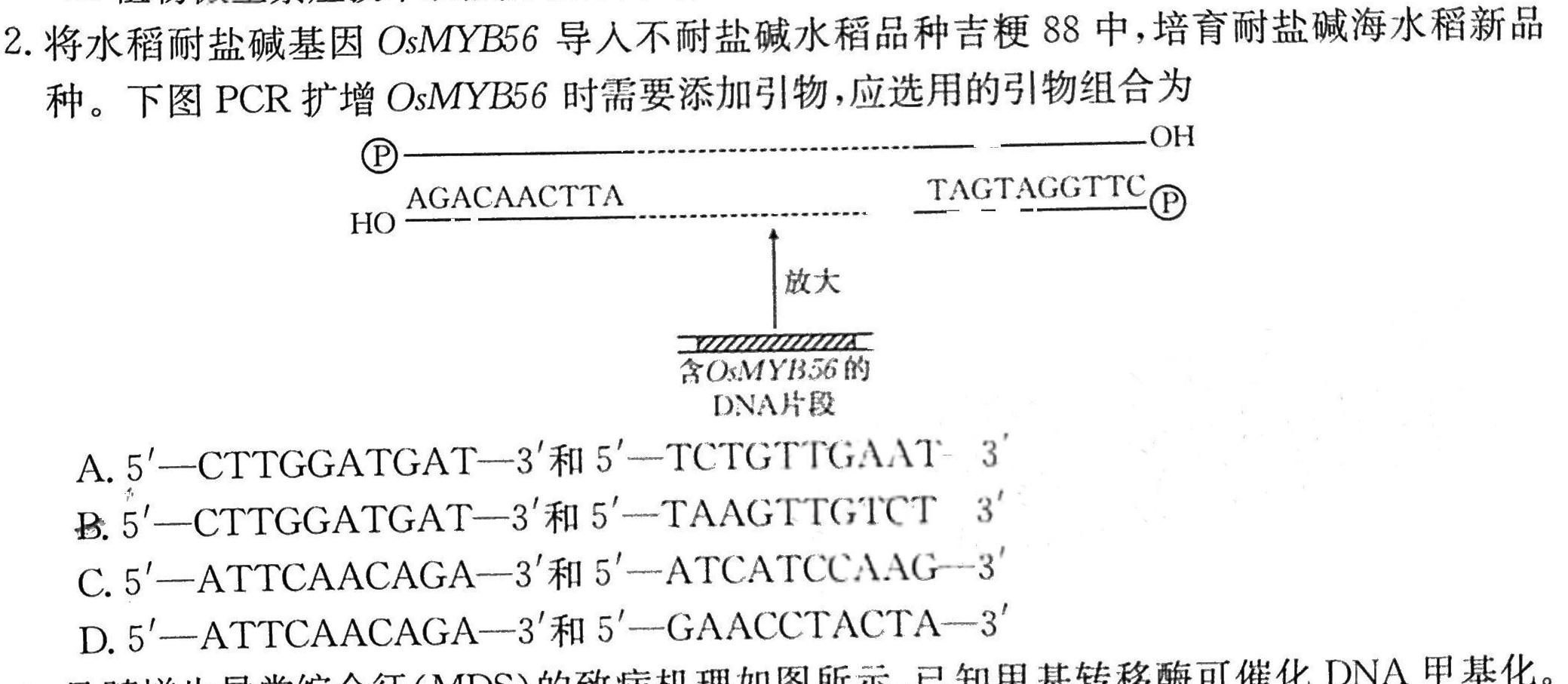 安徽省2023-2024学年度九年级教学质量检测（11.8）生物