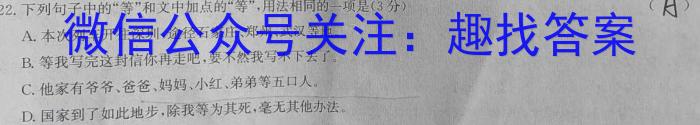 陕西省2023-2024学年度第一学期九年级期中检测（E）语文