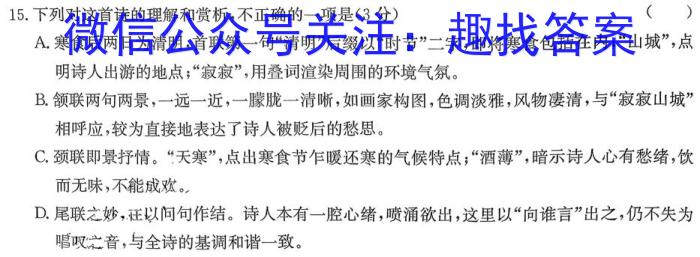 河北省思博教育2023-2024学年九年级第一学期第二次学情评估语文