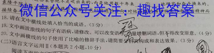 河北省2023-2024学年第一学期九年级学情质量检测（二）/语文