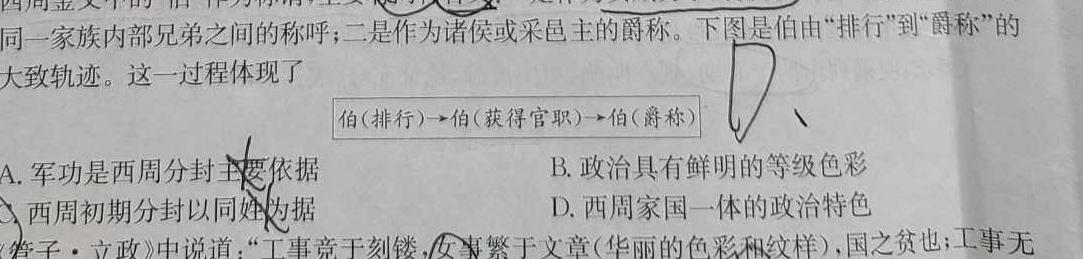 陕西省2024届九年级期中教学素养测评（二）历史