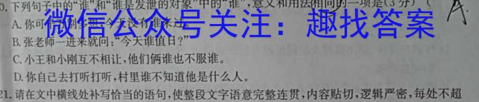 湘豫名校联考 2023年11月高三一轮复习诊断考试(二)/语文