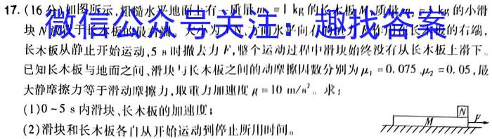 2024届普通高等学校招生统一考试青桐鸣高三11月大联考物理`