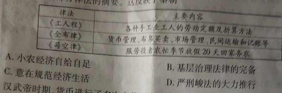 河南省2024届洛平许济四市高三年级10月联考历史