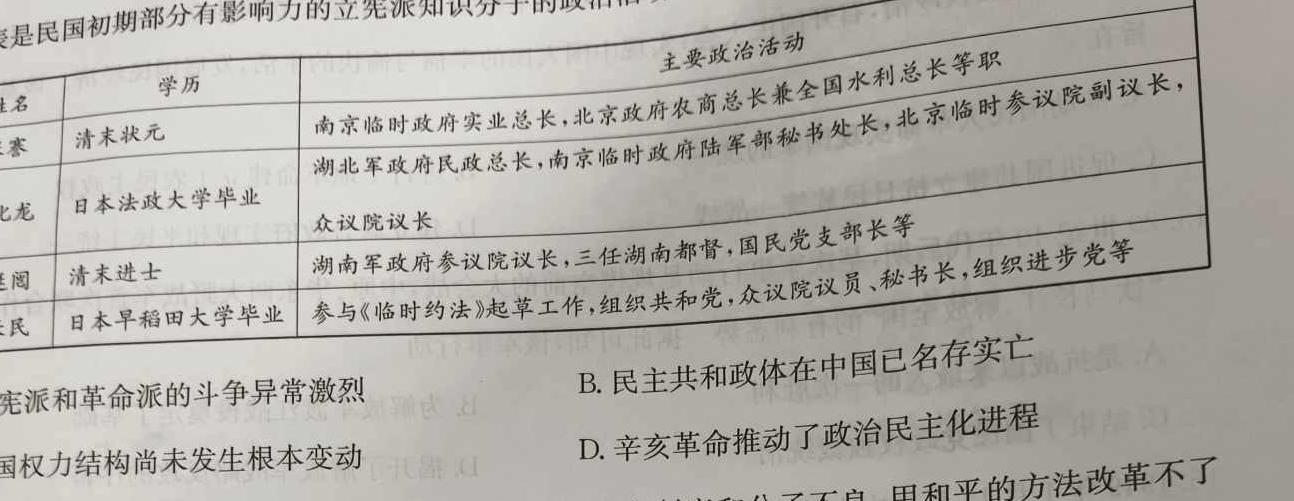 安徽省潘集区2023-2024学年度八年级第一次综合性作业设计历史