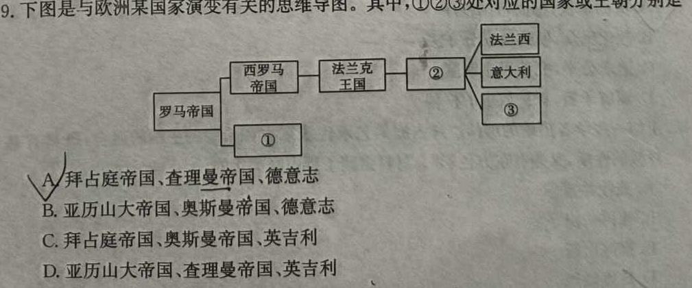 山西省2023-2024学年度八年级第一学期阶段性练习（一）历史