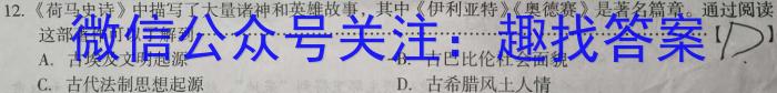 江西省2024届九年级初中目标考点测评（十二）历史试卷