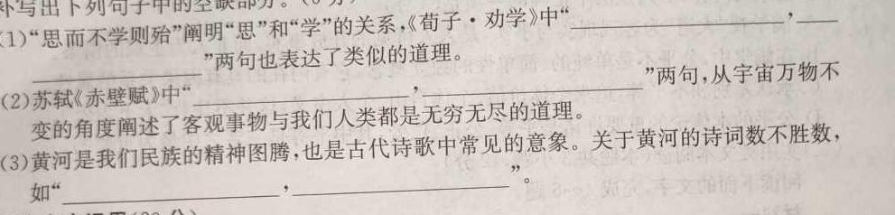 河北省高碑店市2023-2024学年度第一学期第一次阶段性教学质量监测(初一)语文