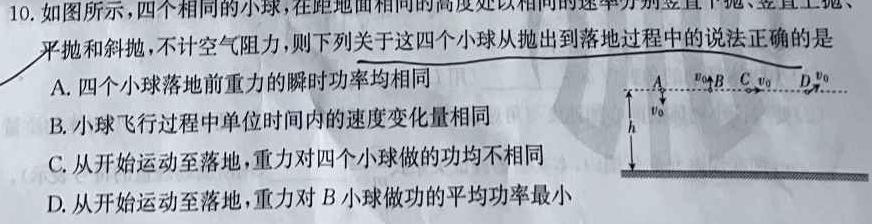 山东省济南市2023-2024学年上学期高三10月份阶段监测物理.