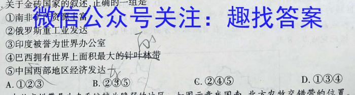 2023-2024学年安徽省含山县九年级教学质量检测试卷(24-CZ179c)地理试卷答案