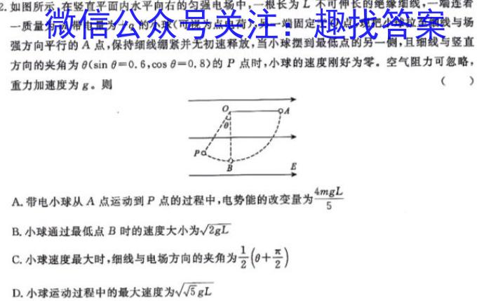 九师联盟2023~2024高三核心模拟卷四(上)q物理