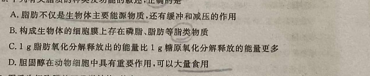 吕梁市2023-2024学年度高三阶段性测试生物学试题答案