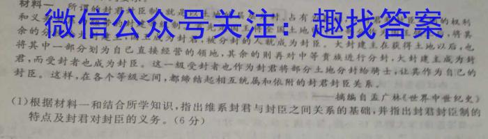 安徽省2023-2024学年度九年级测试卷一（10.7）历史