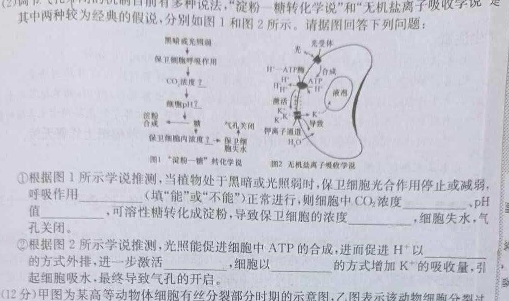 河北省2023~2024学年度第一学期九年级期中教学质量监测(24-CZ25c)生物