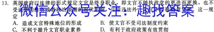 2024年衡水金卷先享题分科综合卷 新教材A(一)历史