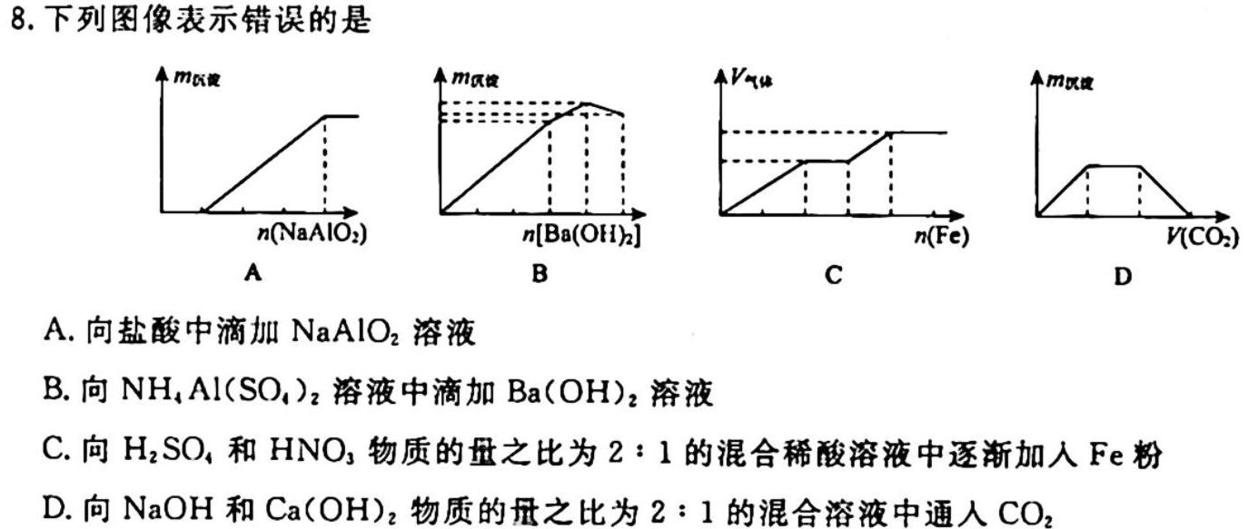 12023年赣州市十八县(市、区)二十三校高一期中联考(24-124A)化学试卷答案