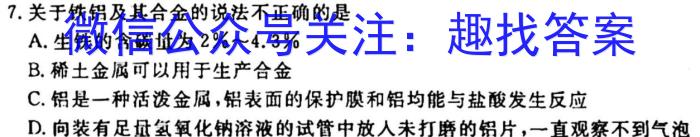 q安徽省六安市2023年秋学期八年级第一次综合素质评价化学