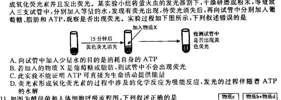 2023-2024学年江西省高一试卷10月联考(□)生物